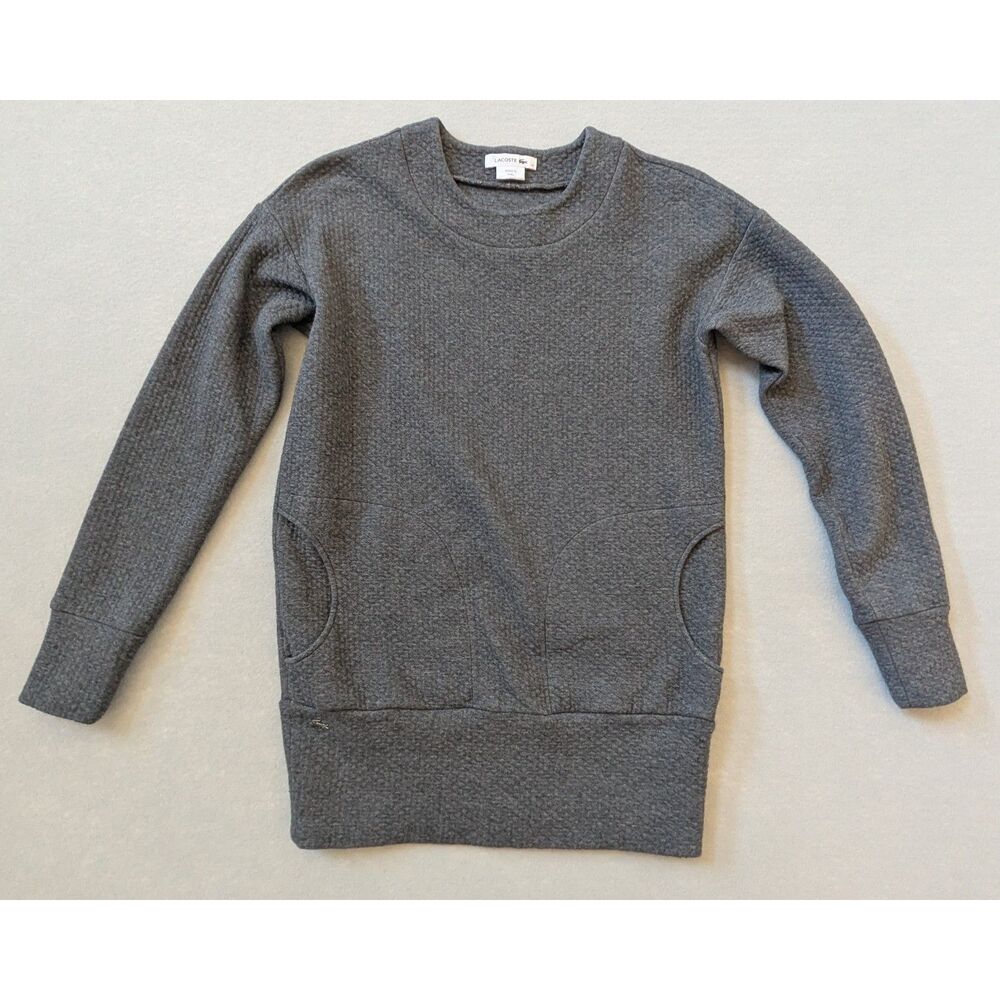 Lacoste Women's Textured Sweater Dress Gray Size 34 Long Sleeve French Casual